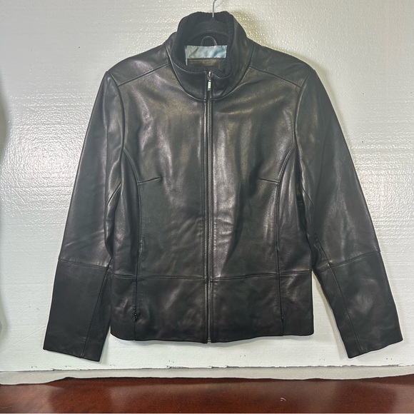 Apt. 9 Jackets & Blazers - Lambskin Black Leather Jacket‎ with Stand Up Collar Women’s Size Medium